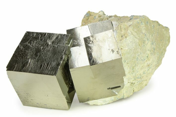 Two Huge Natural Pyrite Cube In Rock - Navajun, Spain #325099